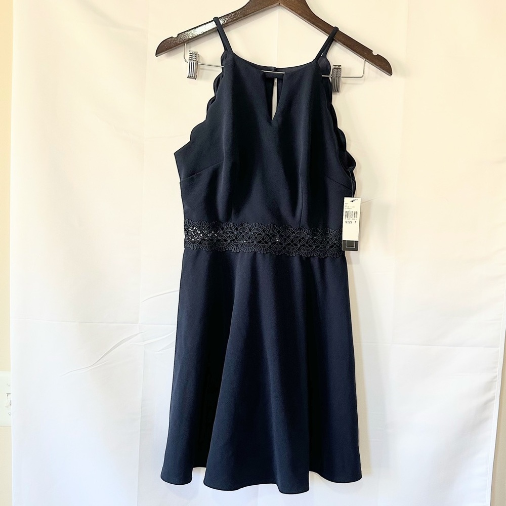 A Byer Blue Halter A-Line Cocktail Dress